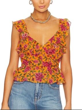 Veronica Beard Orange Silk Tank